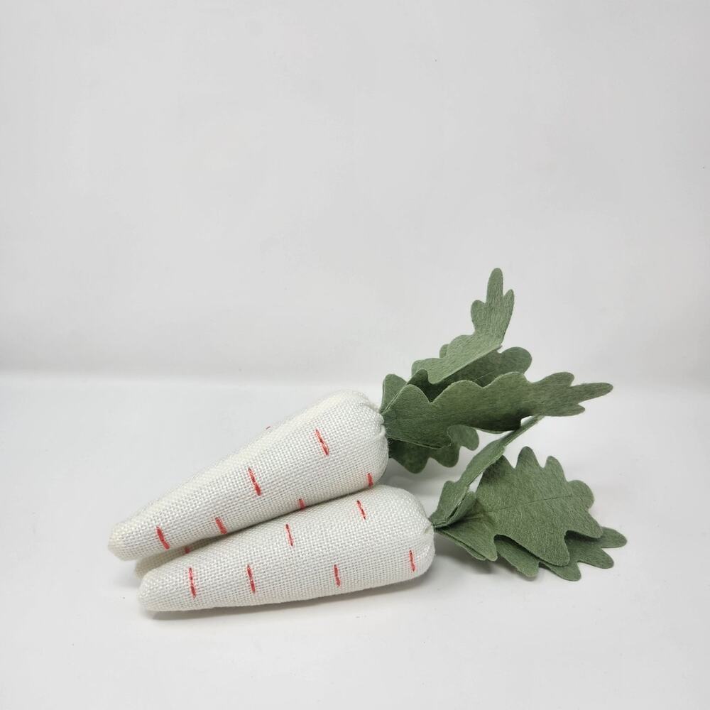 White with Orange Dash Fabric Carrots Easter Decor